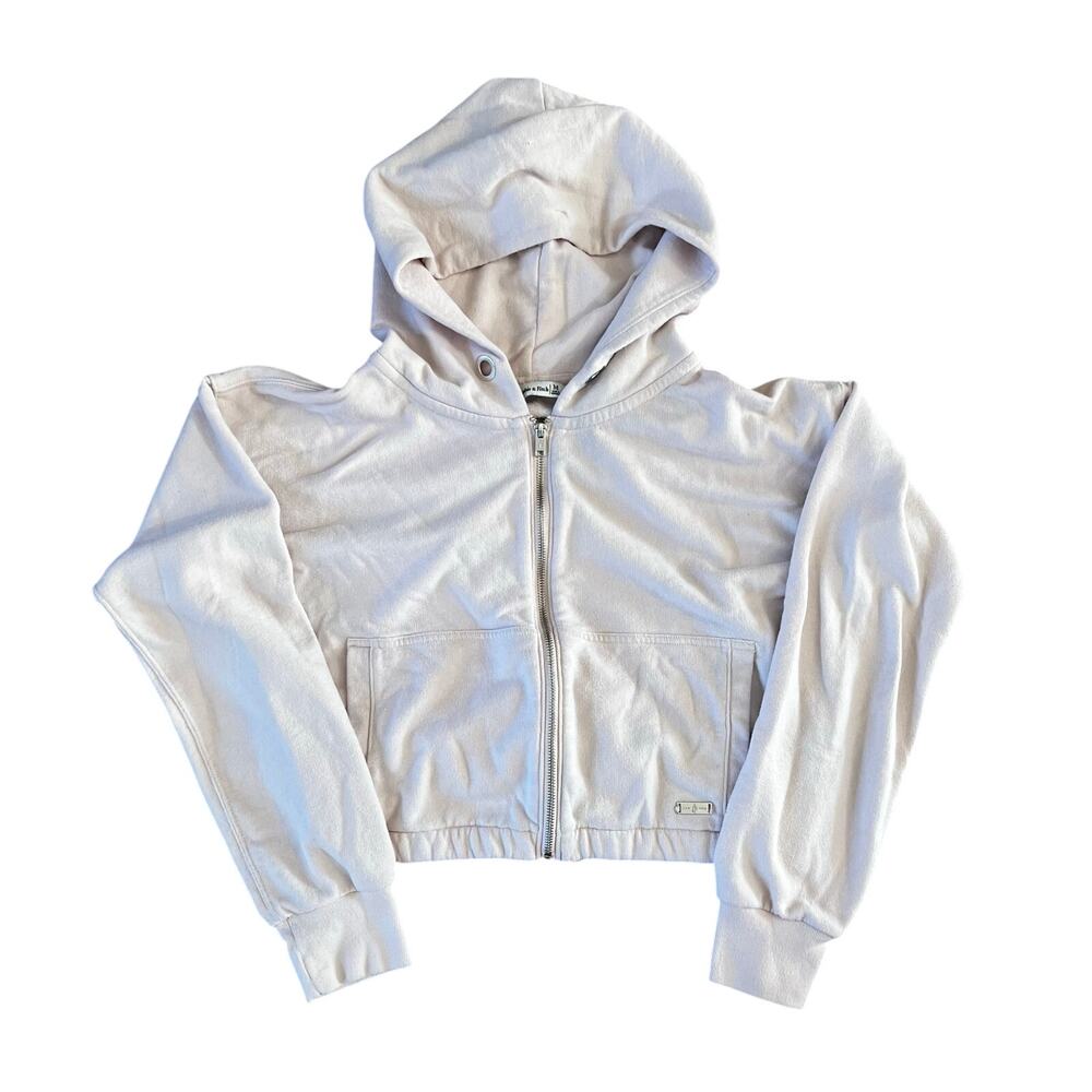 Abercrombie & Fitch Cropped Full Zip Hoodie Light Pink Hoodie | M